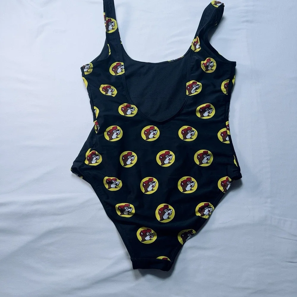 Buc-ee's Women's Small Black Logo Print One Piece Swimsuit‎ Bathing Suit Bucees